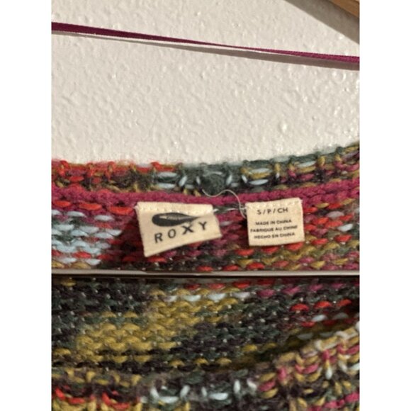 Roxy Women’s Cropped Multicolor Wool Blend Sweater Long Sleeve Size Small - Picture 6 of 9